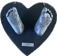 2 Baby Casts on Large Heart Slate Mount